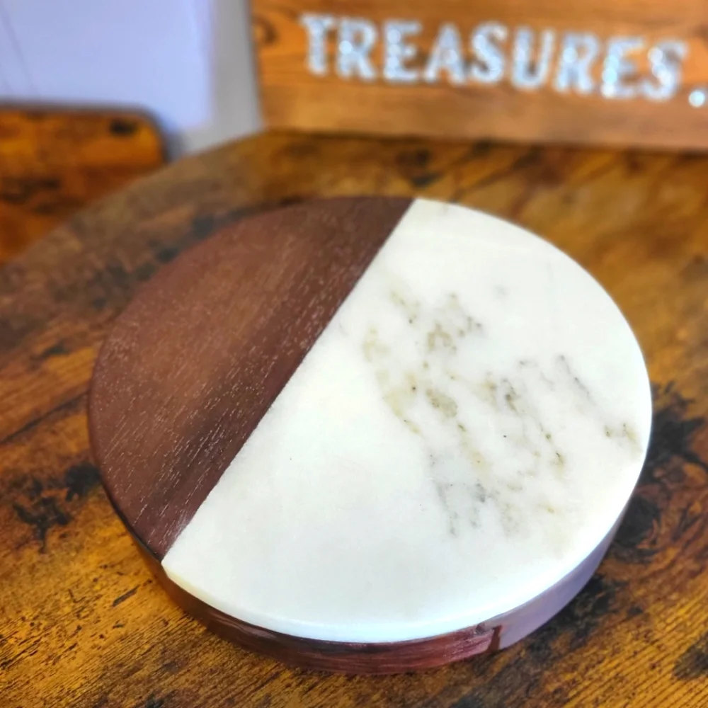 Round Marble and Oak Cheese Board OAK & OLIVE